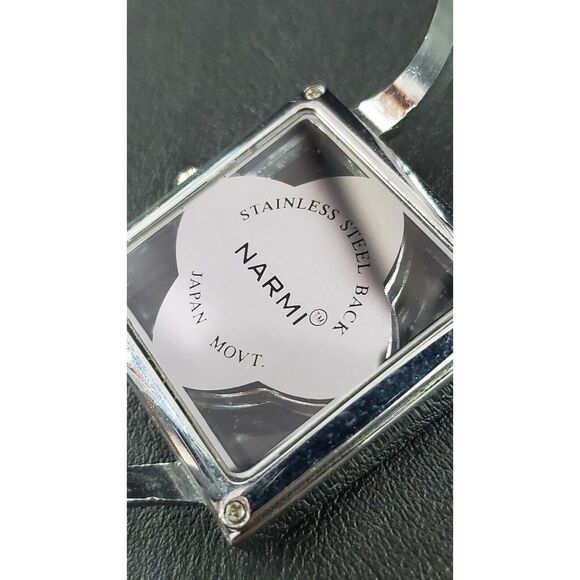 Narmi Ladies Square Stainless Steel Japan Mvmt Women's Cuff Watch - Picture 8 of 10